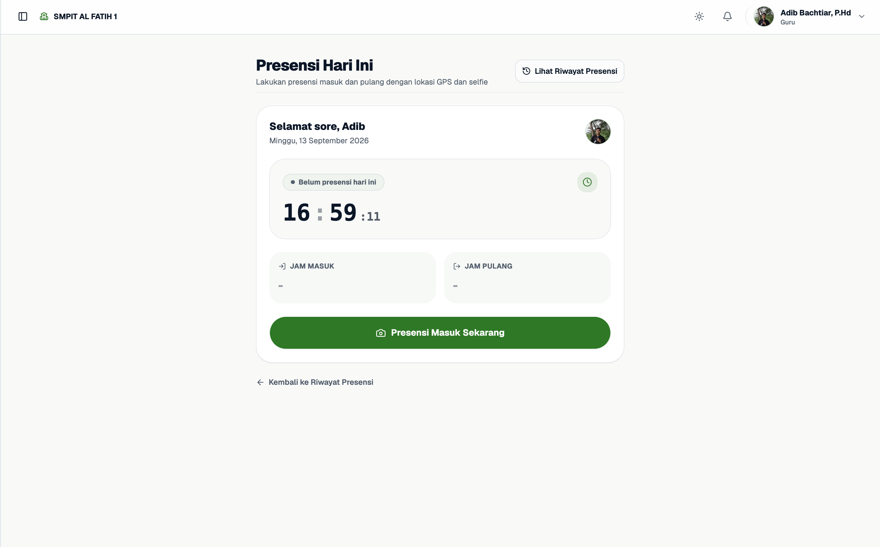 Screenshot modul Absensi & Kehadiran Kiata